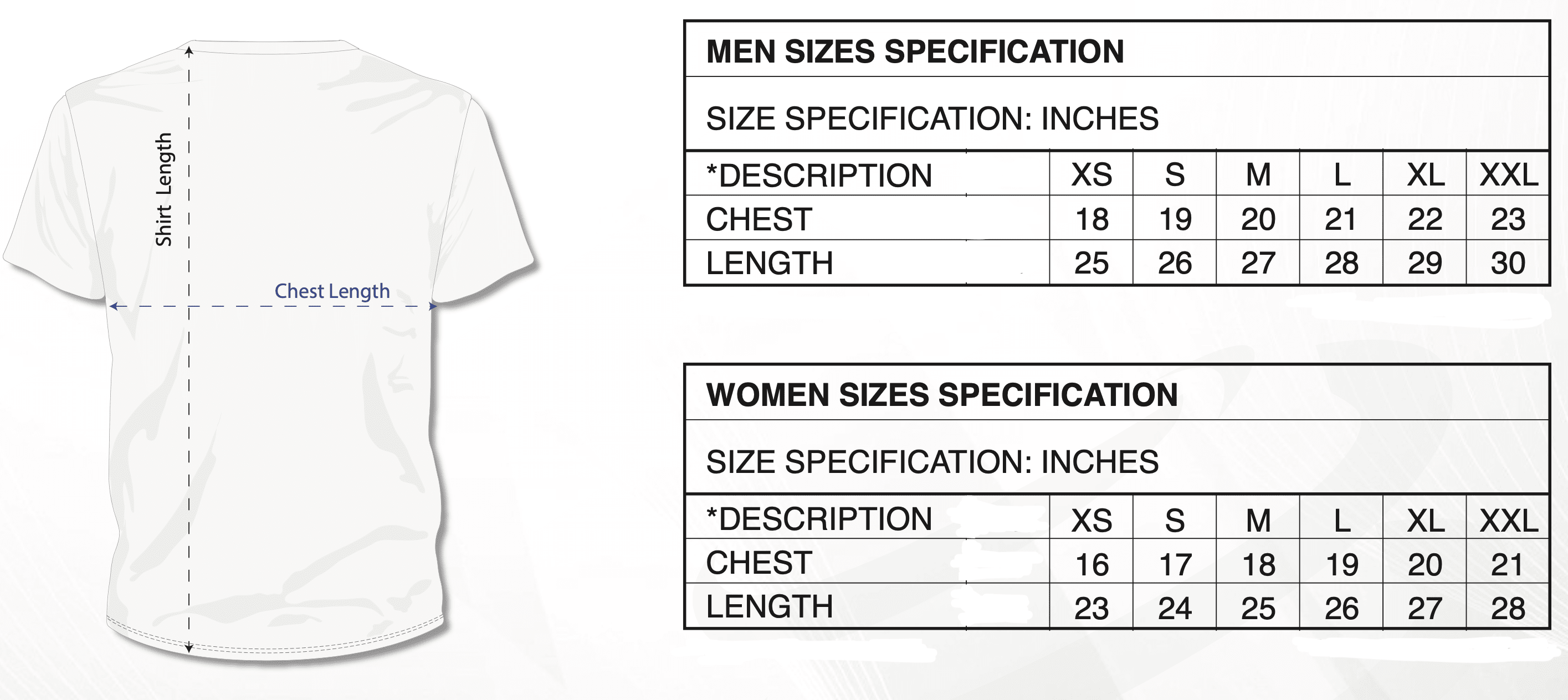 Mens And Womens Size Chart 